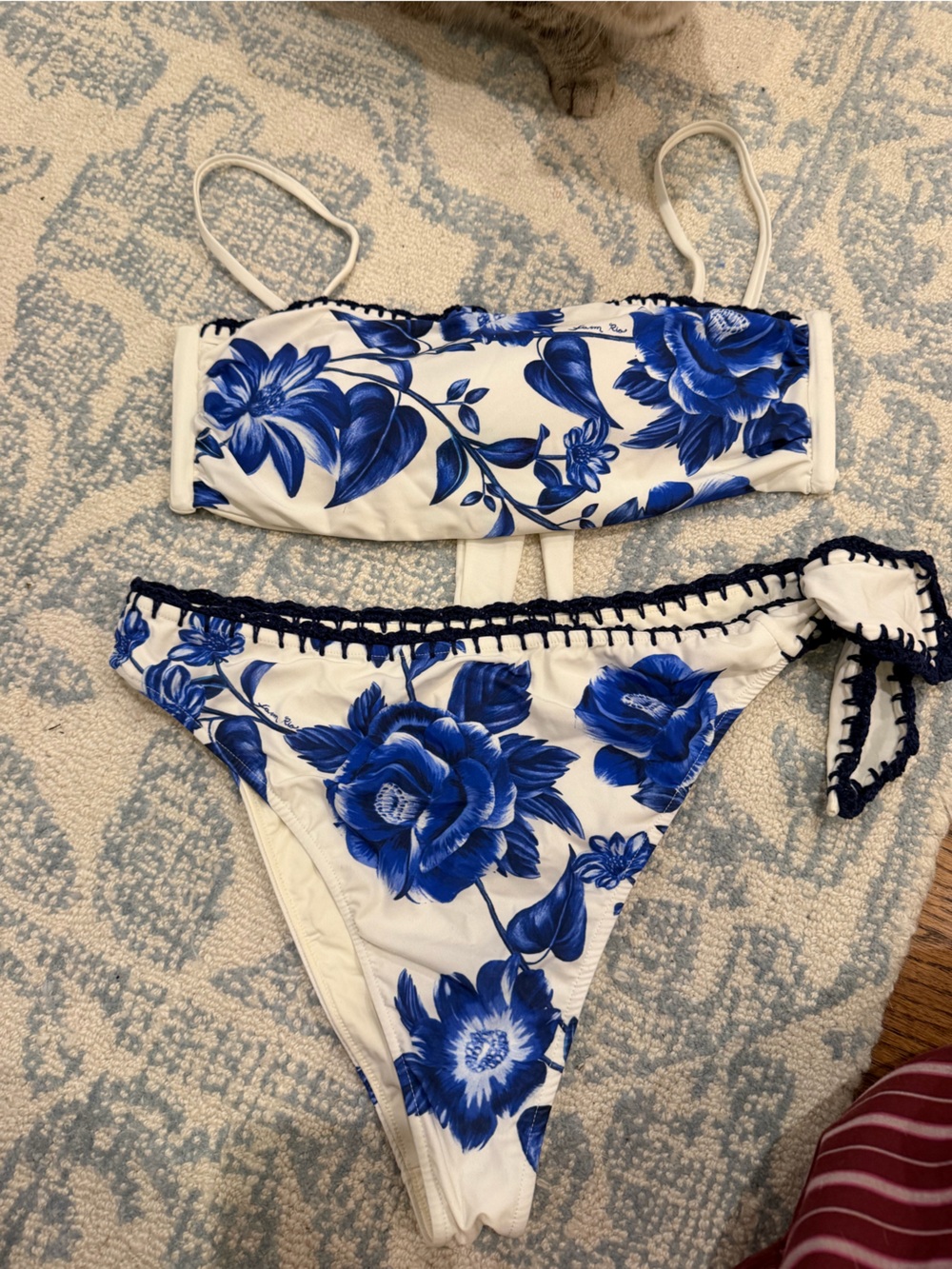 FARM Rio White Bikini with Blue Floral Print